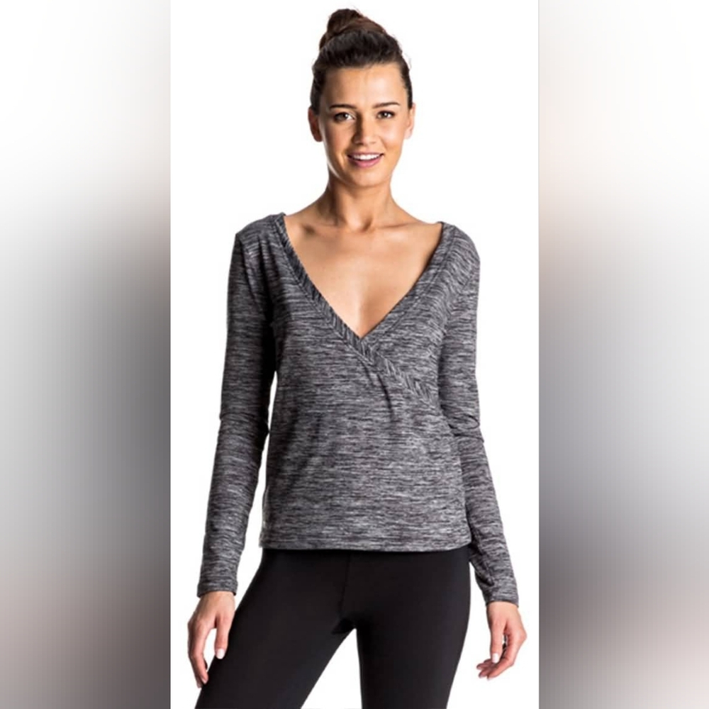 ♥︎ ROXY Arhletics | Soul Storm Fleece ♥︎ Size MED Heather Gray Soft V-Neck Top